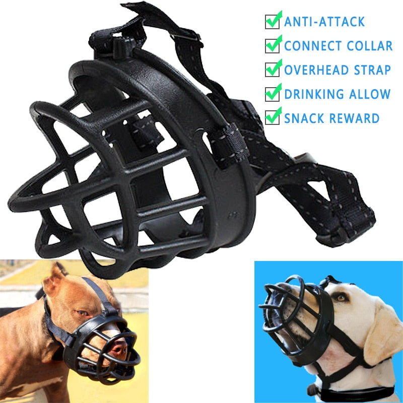 Small & Large Dog Adjustable Dog Muzzle Soft Silicone Breathable Mesh Strong Basket - kandcspot