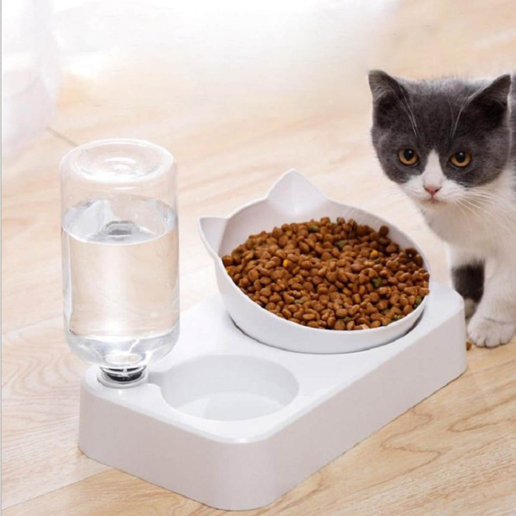 Cat Feeder Bowl with Automatic Water Dispenser - kandcspot